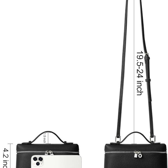 Small Leather Crossbody Bag for Women Designer Mini Top Handle Phone Pouch Bag w - Picture 5 of 7